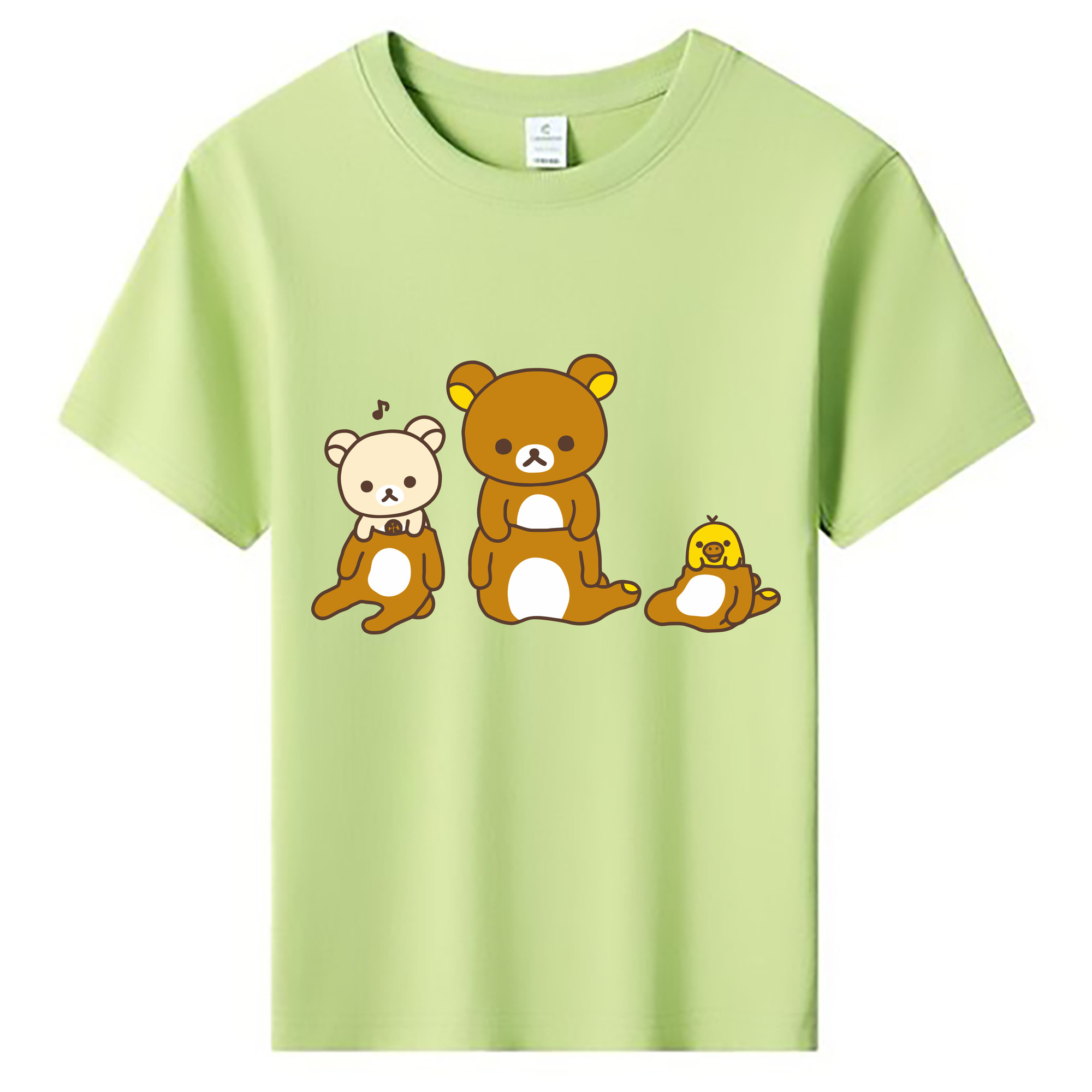 （画像用） リラックマ リラックマ キイロイトリ Rilakkuma Korilakkuma Kiiroitori 綿100％キッズTシャツ（フロントプリント）